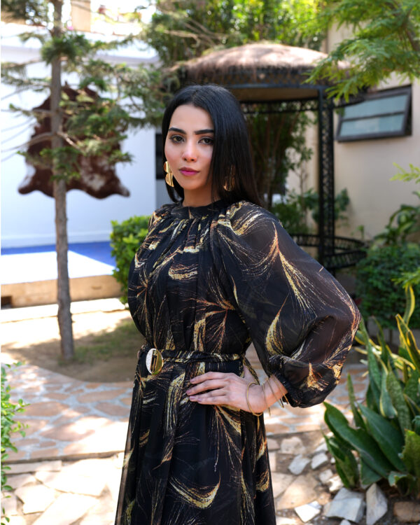 Marbel Print Long Dress - Image 4